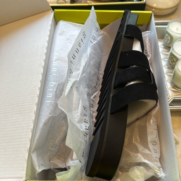 Gianni Bini Gaige black suede leather slip on sandals sz 9.5 new - Picture 3 of 5